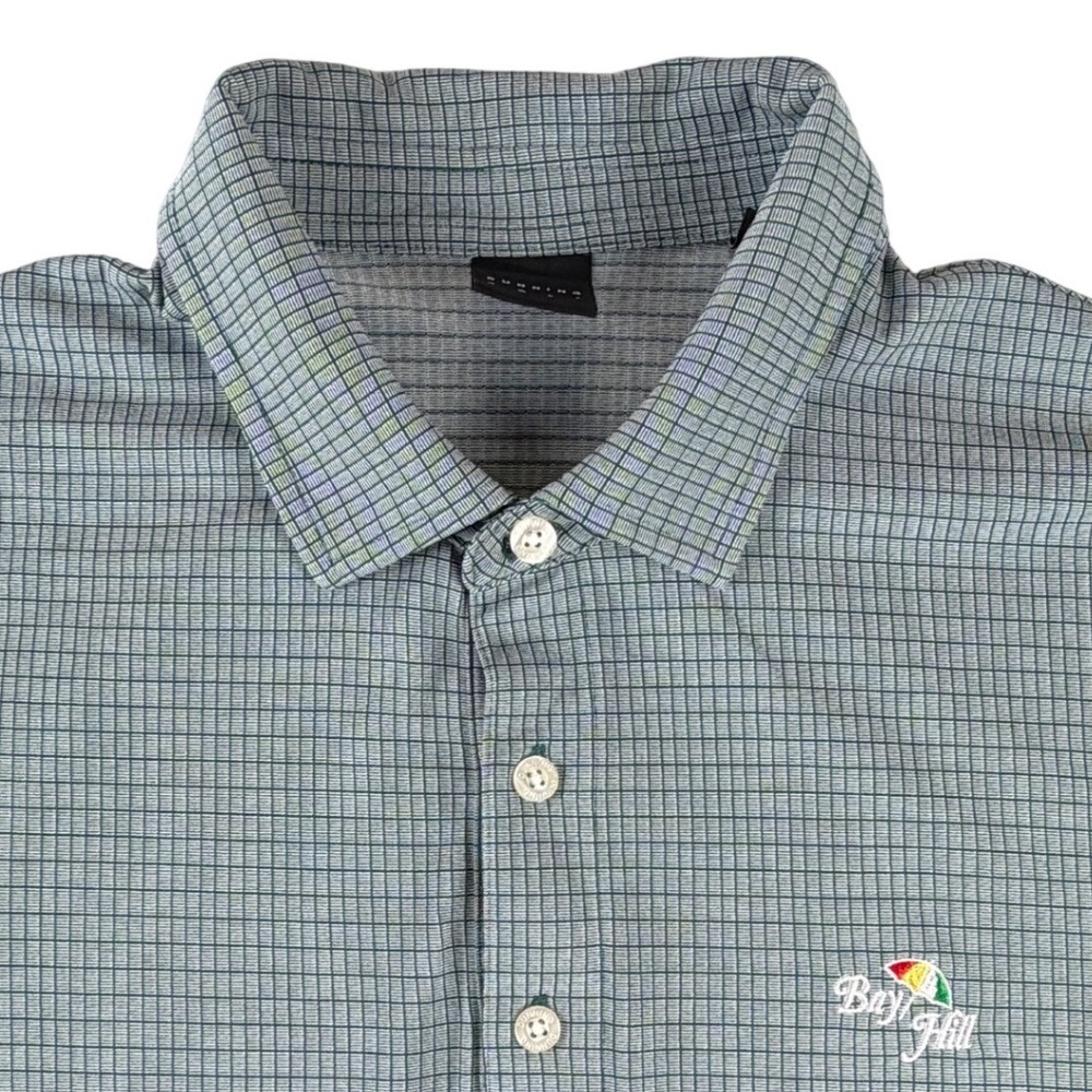 Dunning Golf Mens Bay Hill Polo Shirt Green Check Short Sleeve Arnold Palmer Med